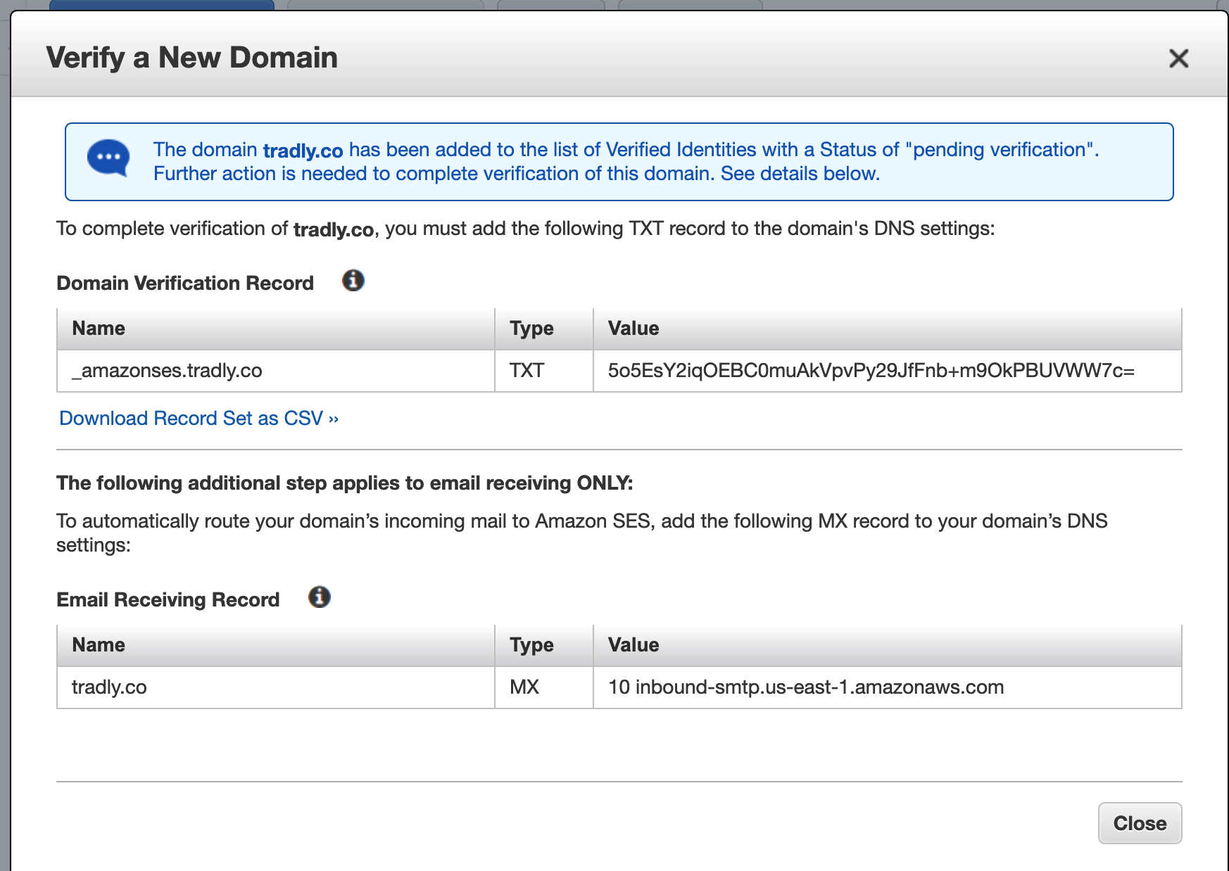 Adding TXT record