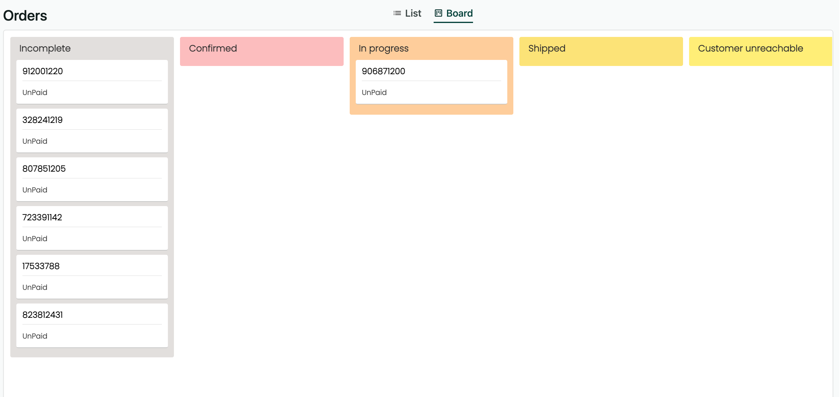 Order view